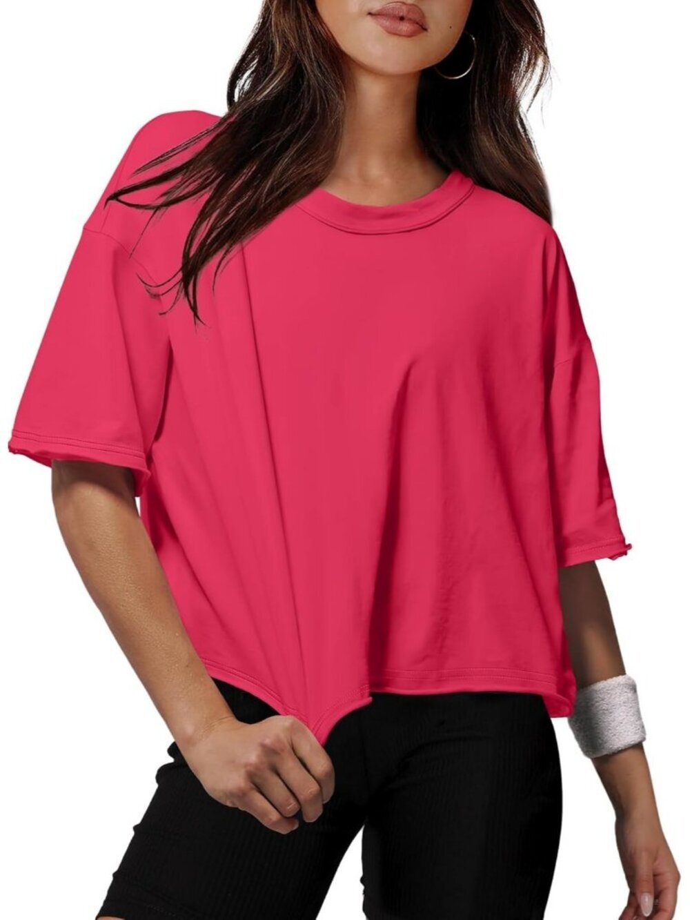 Women's Print Plaid Crew Neck Casual Crop Tops Short Sleeve Basic Tees Shirts